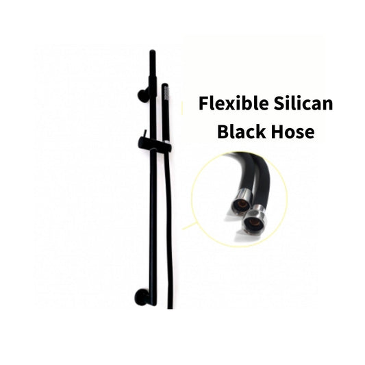 Barka Adjustable Shower Rail Set - Matt Black