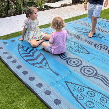 Gum Leaves & Waterholes Mat - Blue