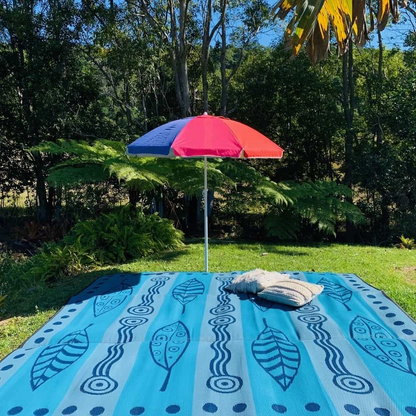 Gum Leaves & Waterholes Mat - Blue