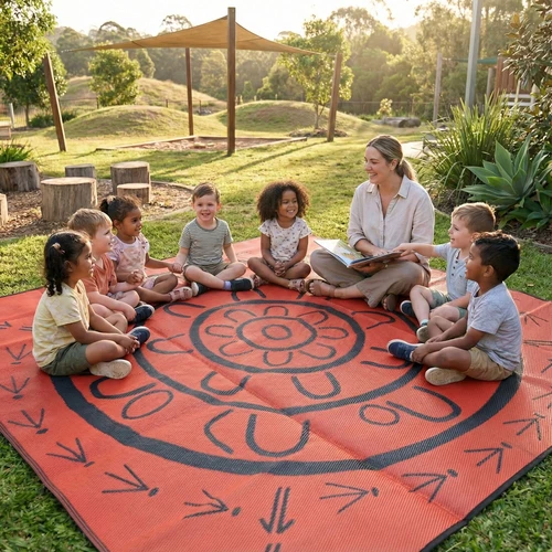 Yarning Circle Mat 2.7m x 2.7m - Orange/Black
