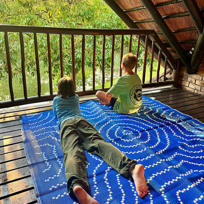 Water Dreaming Mat 1.8m x 1.8m - Blue/White