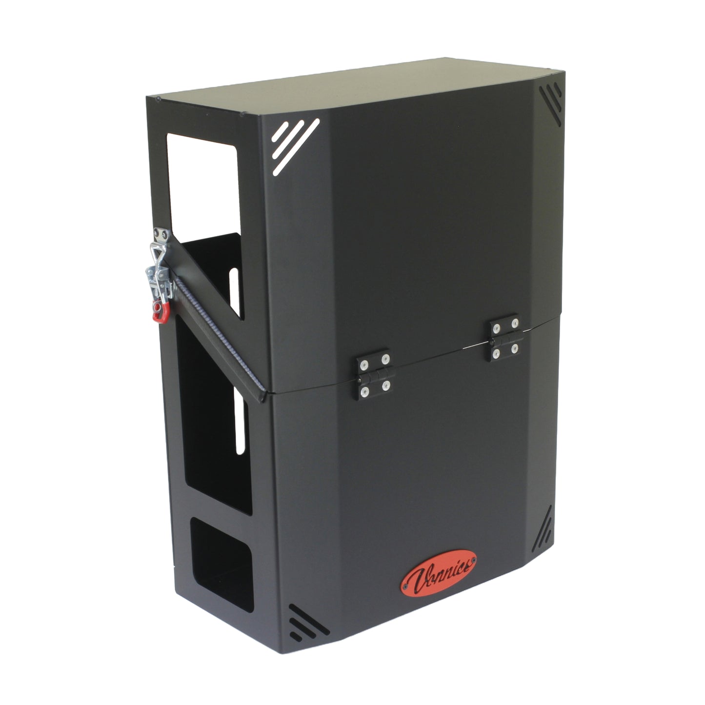 Vonnies 20L Black Canopy/Trailer Mounted Front FLIP FOLDING Single Jerry Can Holder for Water & Fuel