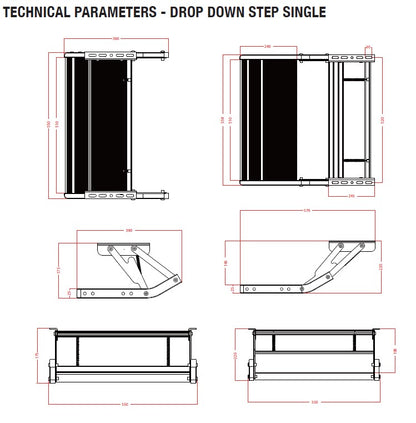 Aussie Traveller - Manual Drop Down Steps - {Single Or Double} [Black or Silver]