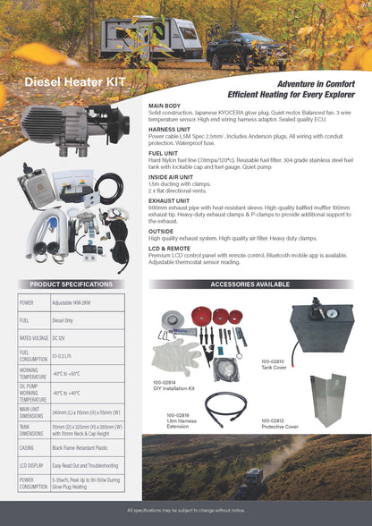 2KW Diesel Heater Full Kit with 5L Tank