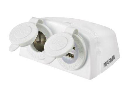 Surface Mount Dual Usb/acc 12v Socket - White