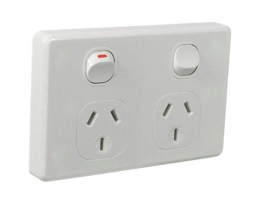 Double Power Point W 2-pole Switch 10a - White