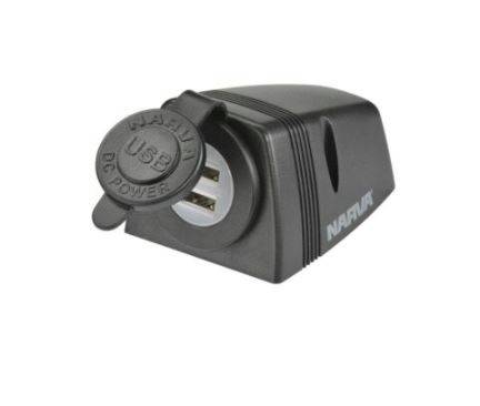 Surface Mount Dual Usb 12v Socket - Black