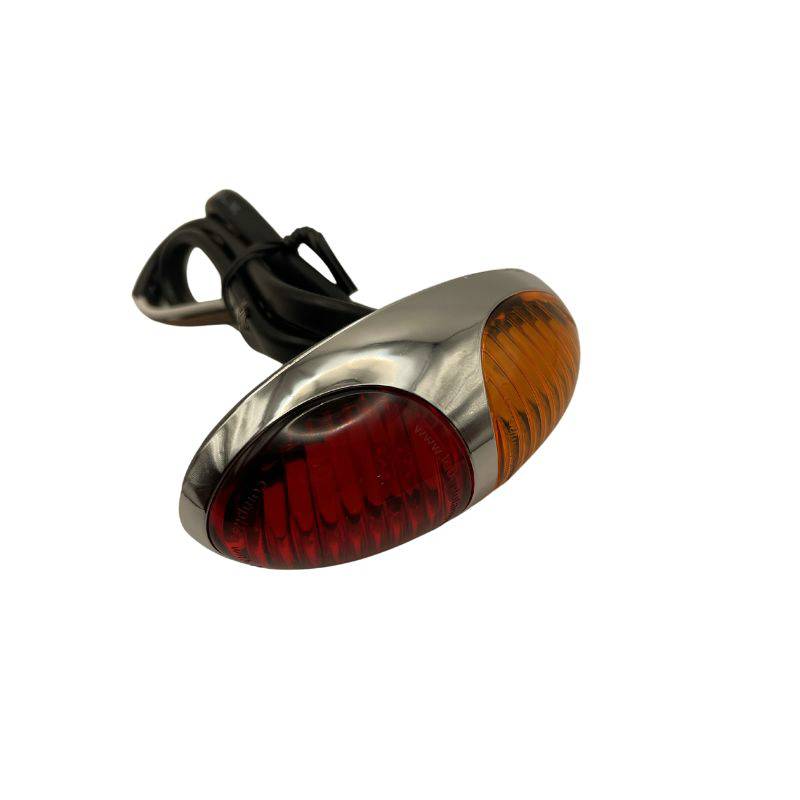 Amber And Red Side Marker Light Multi-volt 12v & 24v. Chrome Base, Single Pack