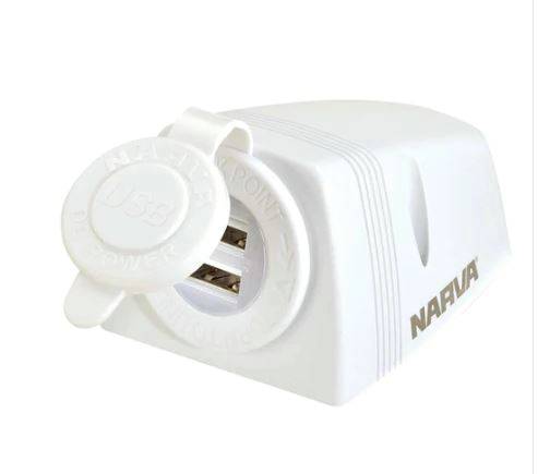 Surface Mount Dual Usb 12v Socket - White